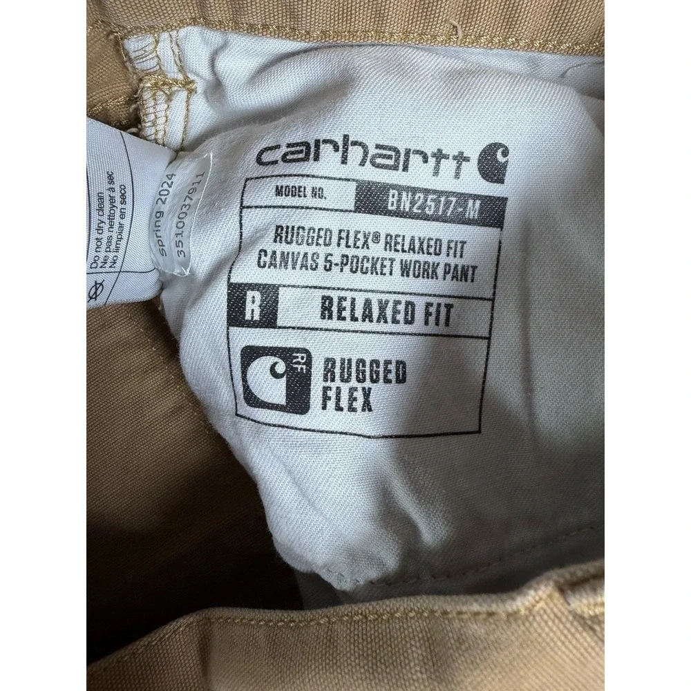 Carhartt Men's 32x30* Khaki Rugged Flex Relaxed Fit Canvas Work Pants BN2517-M